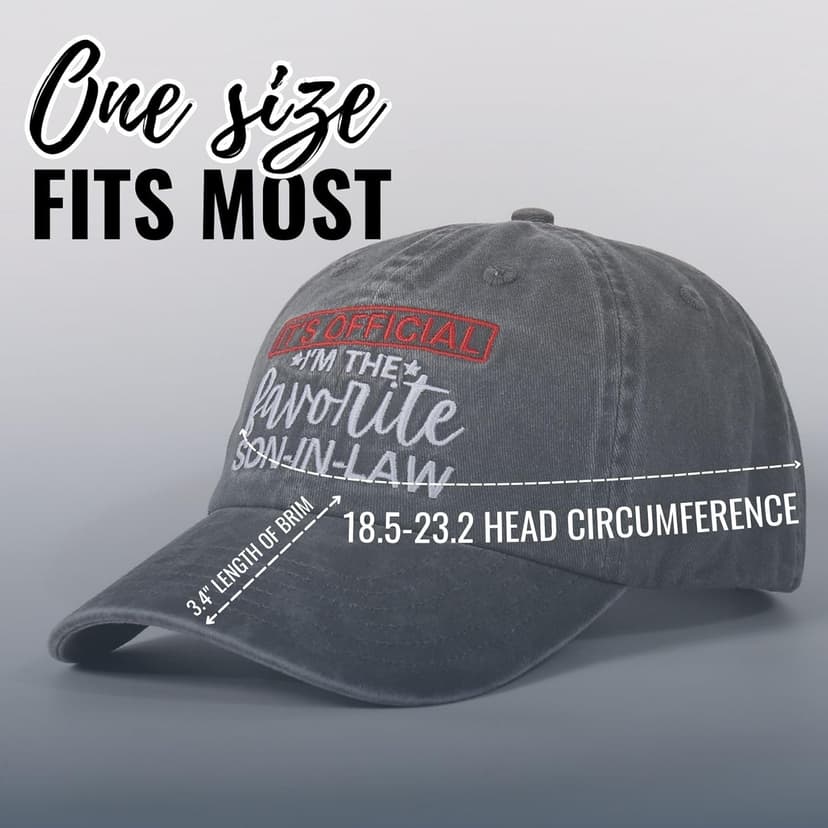 InnoBeta Son in Law Gifts Cap for Father's Day, Funny Adjustable Embroidered Hat Gifts for Birthday, Christmas, Gray, I'm The Favorite Son in Law