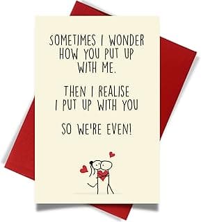 Cheerin Funny Greeting Card with Envelope - Anniversary Card - Romantic Birthday Card - Hilarious Gifts for Him Her Girlfriend Boyfriend Wife Husband