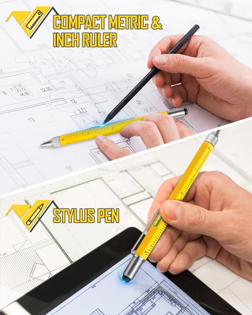 Gifts for Men Multitool Pen, Birthday Gifts for Dad Husband Him Adults, Father's Day Gifts from Daughter and Son, Cool Gadgets and Unique Gift Ideas for Construction Engineers, Woodworkers Carpenters