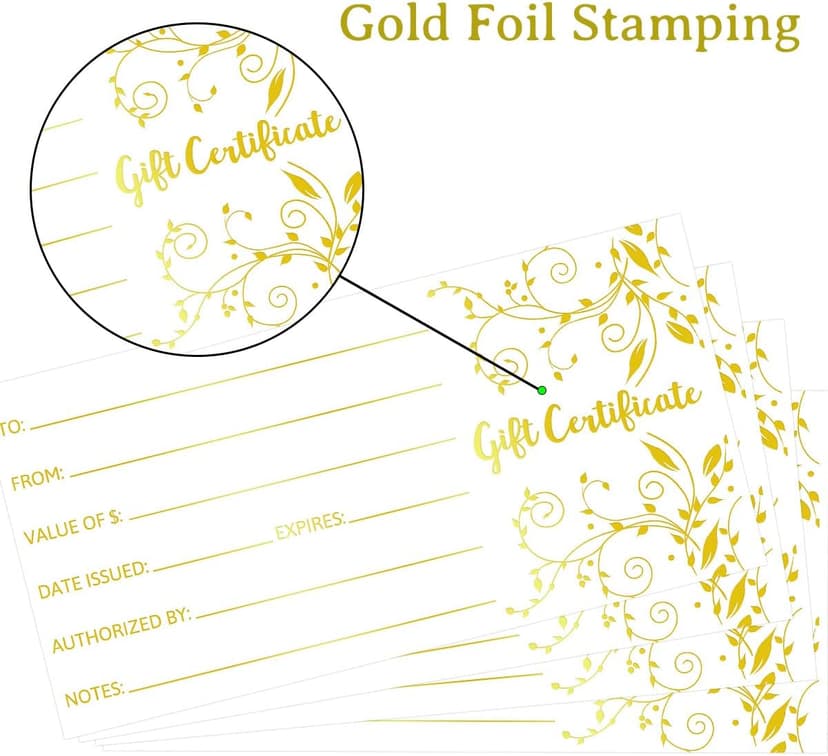 Fancy Land Blank Gift Certificates 25pcs Gold Foil Certificate Cards with Envelopes for Business Salon Spa Restaurants Vouchers for Christmas Holiday