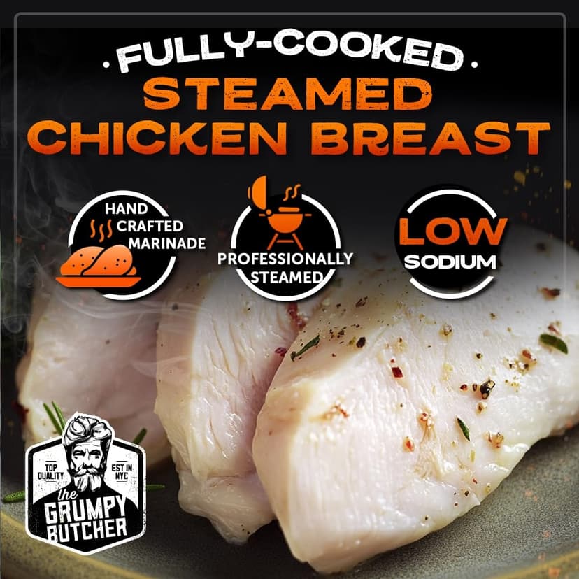 Grumpy Butcher Box Meat Food Gifts – Includes 2 Top Sirloin Steaks (6 oz), 2 Duroc Bone-In Pork Steaks (14 oz) & 2 Large Fully-Cooked Chicken Breasts – Lean Steak & Premium Meat Gift Box