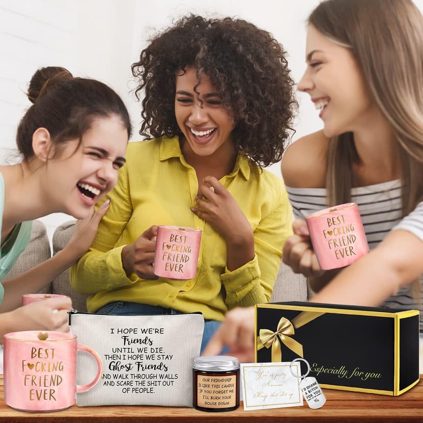 Best Friend Birthday Gifts for Women Friendship Gifts for Women Funny Best Friend Gift for Woman Bestie Gift for Woman Bff Bestfriend, Coffee Mug Makeup Bag Keychain Card