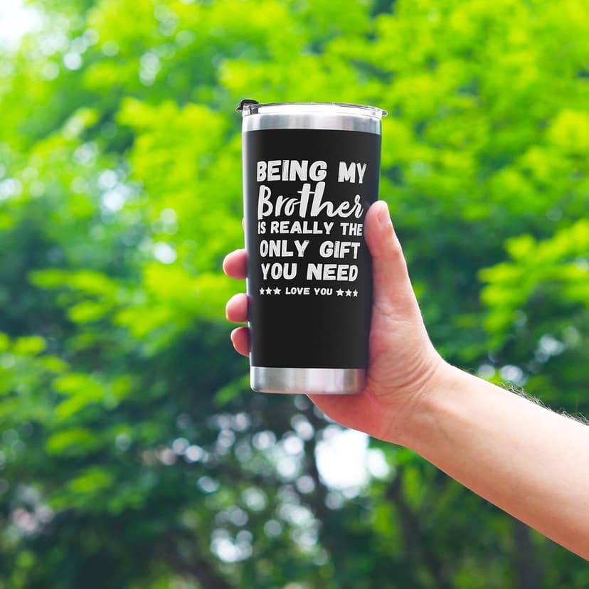 Breezy Valley Brother Gifts, Gifts for Brother from Sister Brother - Best Gifts for Older Little Brother Adult, Funny Brother Birthday Gifts Ideas for Brothers, Presents for Brother Tumbler Coffee Cup