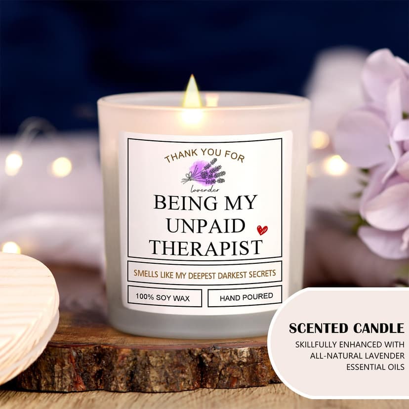 Thank You for Being My Unpaid Therapist - Friendship Gifts for Women Scented Candles Birthday Gifts for Friends Work Besties Mom Female Roommate Ideas Gifts