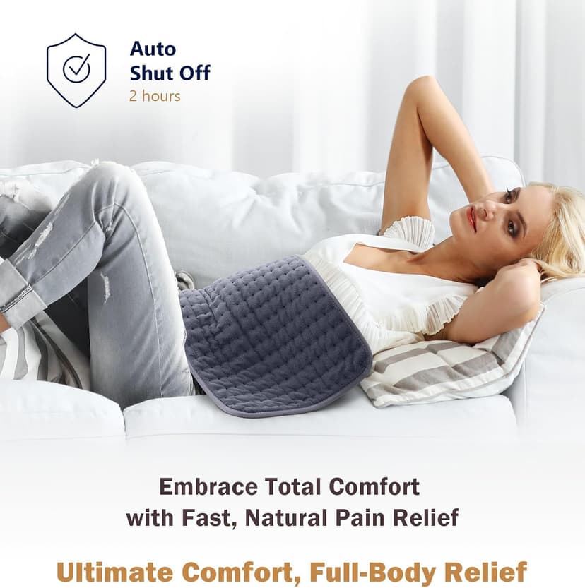 Heating Pad for Back, Neck, Shoulder Pain & Cramps Relief, Electric Heating Pad with 6 Heat Settings, Auto-Off, Moist Dry Heat Options, Fathers Day for Dad Husband, Mens Gifts for Dad Husband Him