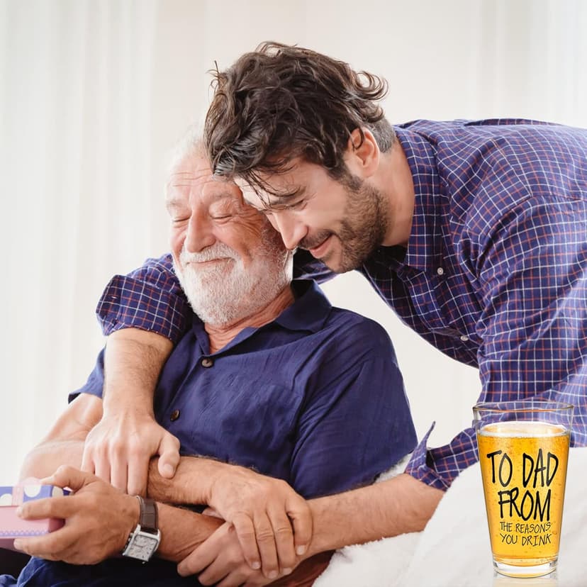 Gifts for Dad,16 OZ Funny Beer Glass Stocking Stuffers for Men,Fathers Day Dad Gifts from Daughter Son Wife,Birthday Anniversary Retirement Valentines Day Presents for Him Husband