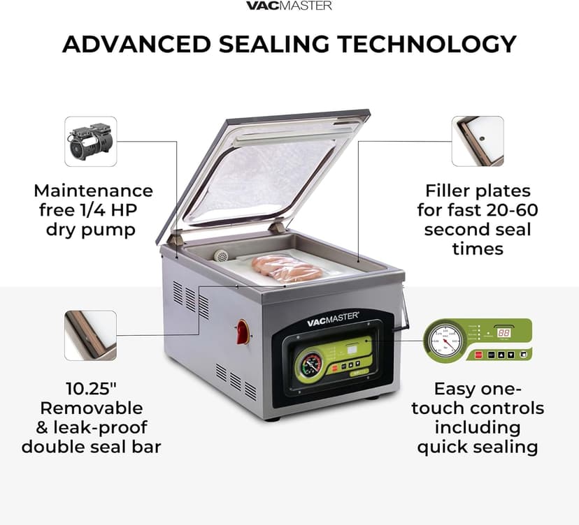 VacMaster VP210 Maintenance-Free Chamber Vacuum Sealer with 10.25” seal bar