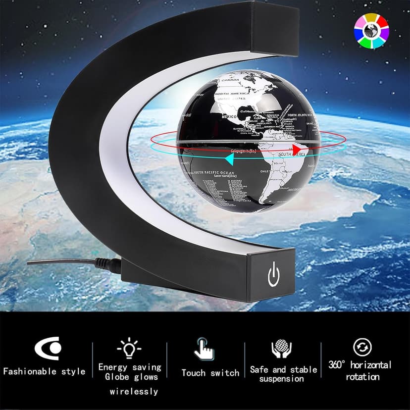 Magnetic Levitation Floating Rotating World globe for children With Colored Lamp And Touch Switch For Men Boss Cool home/Office Decor unique Gifts Or Kids Desk Tech accessories Gadget teenage Toys
