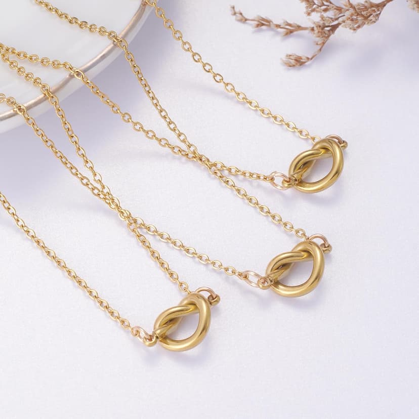Ralukiia BFF Friendship Knot Infinity Necklace for 2 Best Friend Long Distance Birthday Jewelry Gifts for Her Women Bestie