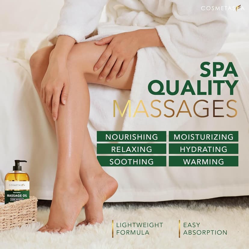 Cosmetasa Sore Muscle Massage Oil for Massage Therapy with Roller - All Natural, Cruelty-Free Massage Oils for Muscle Relaxing & Joint Comfort - Arnica Extract with Lavender & Chamomile Oil (8.8 oz)