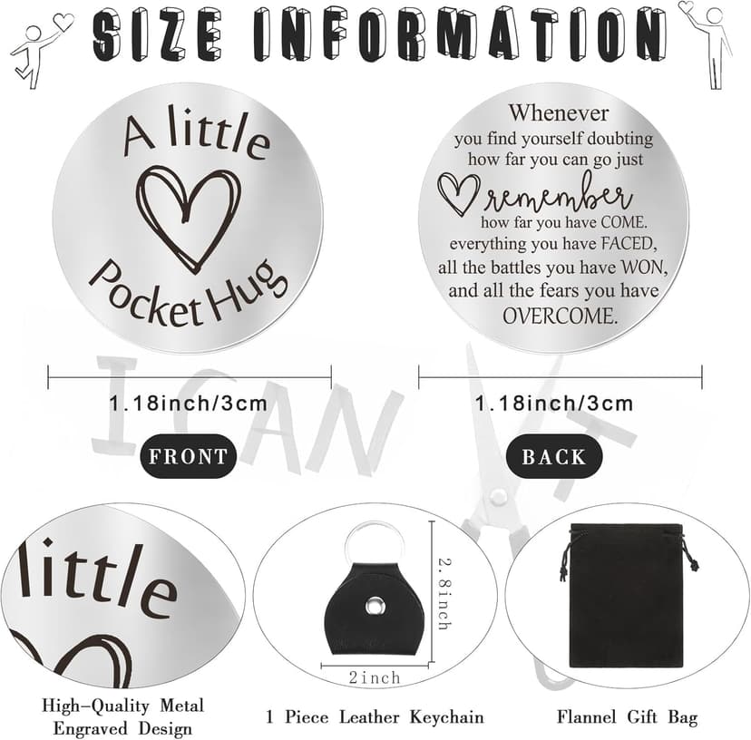 Sureio Pocket Hug Token Gift Long Distance Relationship Keepsake Inspirational Gift with Keychain