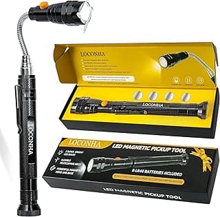 Magnetic Pickup Tool with LED Lights, Telescoping Magnet Flashlight, Cool Gadget Birthday Gifts Christmas Day Gifts for Men, Handyman, Husband, Boyfriend, Him, Father, Dad (1 Pack)