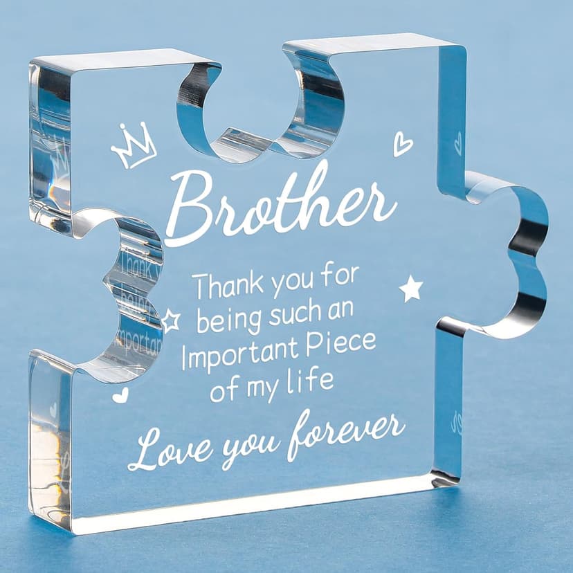 Funnli Gifts for Men Boys Acrylic Plaque - Fathers Day Christmas Birthday Gifts for Brother 3.35 x 2.76 Inch Desk Decorations - Brother Son Nephew Grandson Graduation Gifts from Sister