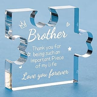 Funnli Gifts for Men Boys Acrylic Plaque - Fathers Day Christmas Birthday Gifts for Brother 3.35 x 2.76 Inch Desk Decorations - Brother Son Nephew Grandson Graduation Gifts from Sister
