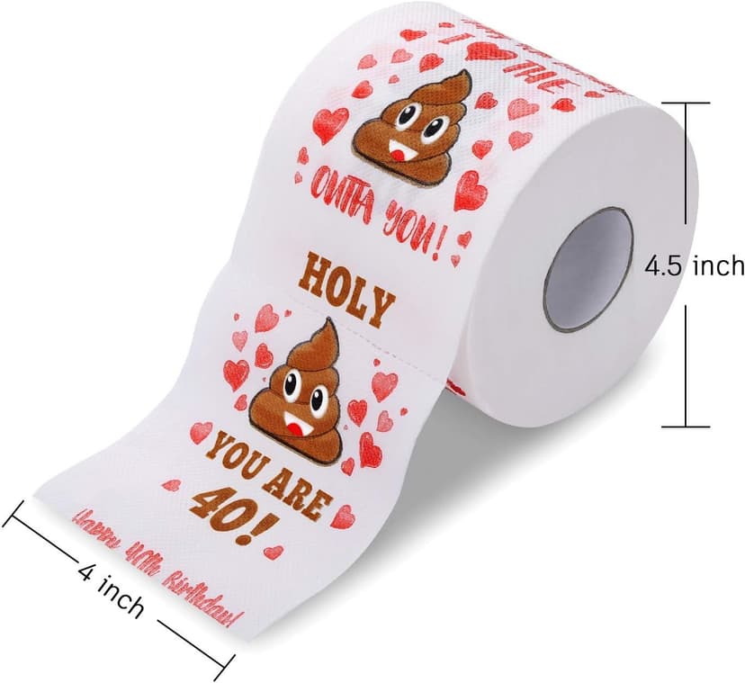 40th Birthday Gifts for Women, Men, Her, Him - Happy Prank Toilet Paper - 40th Birthday Decorations, Party Supplies Favors - 40 Years Old Funny Gag Gift Ideas, Novelty Bday Present for Friends, Family