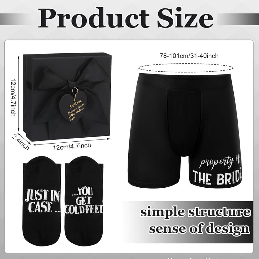 Geyoga 3pcs Groom Gift Set Wedding Gifts for Groom Include Boxer Brief Underwear Socks Wedding Gift for Husband from Bride