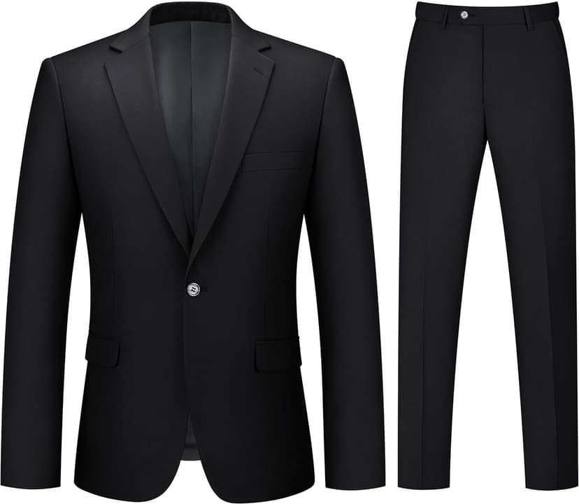Mens Suit 2 Piece Suits for Men One Button Slim Fit Solid Jacket & Pants Tuxedo Set Business Wedding Party