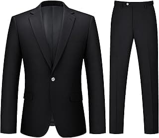 Mens Suit 2 Piece Suits for Men One Button Slim Fit Solid Jacket & Pants Tuxedo Set Business Wedding Party