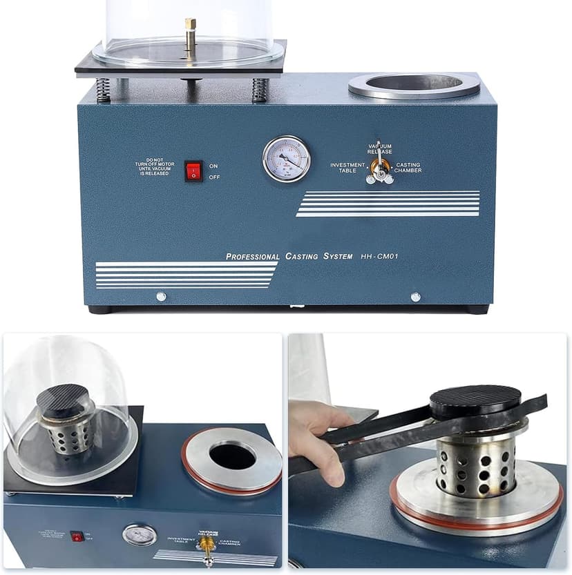 HAADID Vacuum Investing Casting Machine 2L - Vacuum Casting Machine with 3 CFM Pump & Bell Jar for Jewelry Casting Molds Processing 110V CM01