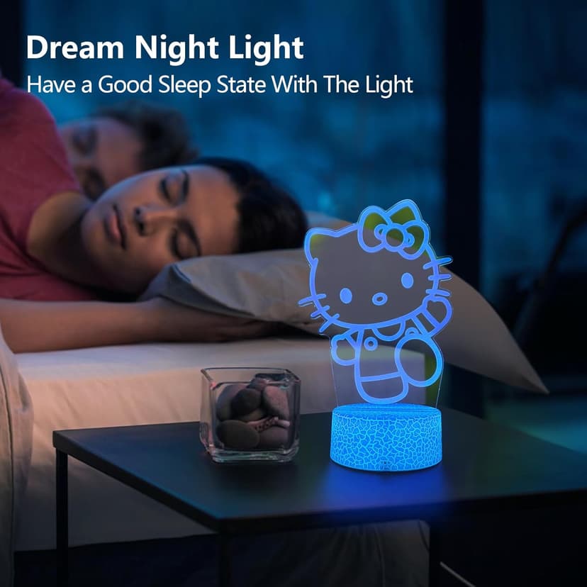 Cat Night Light Cute Night Light - Anime Charater 16 Color Change Decor Kitty Lamp with Remote, Dim, Timer,Kids Gifts for Christmas Birthday,Nursery Baby