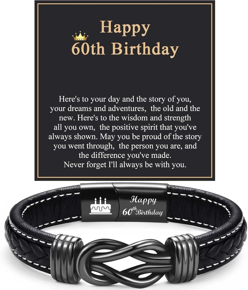 13th 16th 17th 18th 21st Birthday Gifts for Boys Him Male, Happy Birthday Leather Bracelet Gifts for 13 16 18 21 Year Old Boy Male Man Son Grandson Nephew Brother Friend with Sweet Birthday Card