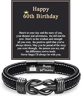 13th 16th 17th 18th 21st Birthday Gifts for Boys Him Male, Happy Birthday Leather Bracelet Gifts for 13 16 18 21 Year Old Boy Male Man Son Grandson Nephew Brother Friend with Sweet Birthday Card