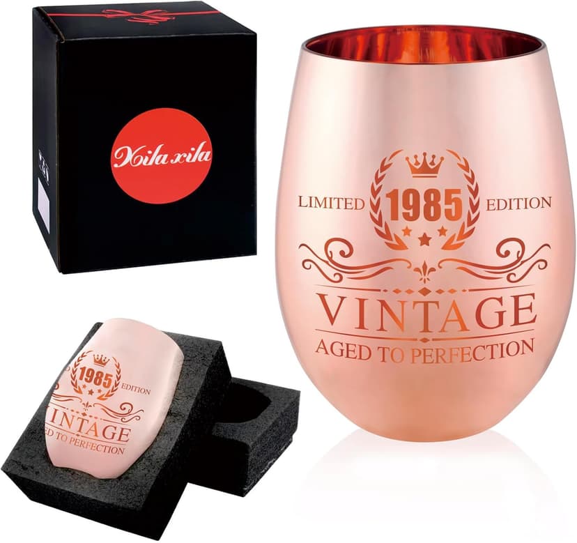 40th Birthday Gifts for Women - Vintage 1985 Wine Glass - 40th Birthday Decorations for Her - Funny Bday Present Ideas (wine glass, 1985)