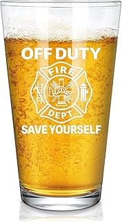 Futtumy Firefighter Gifts For Men, Off Duty Save Yourself Fire Dept Beer Glass, Fireman Gifts for Men, Funny Gift for Fire Fighter Firefighter Fireman for Christmas Retirement Appreciation