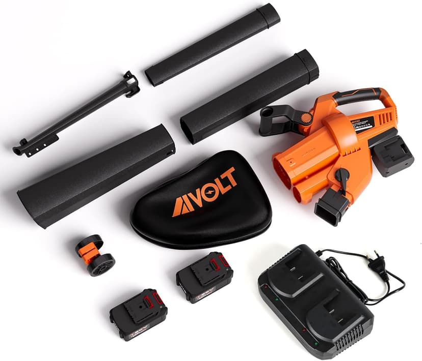 Cordless Leaf Vacuum Blower Mulcher 3 in 1, 2 * 4.0Ah Battery and Charger, Battery Powered Leaf Vacuum with 40L Bag, 160MPH, 600CFM, 4 Speed Modes, Suitable for Lawn Care Yard Cleaning