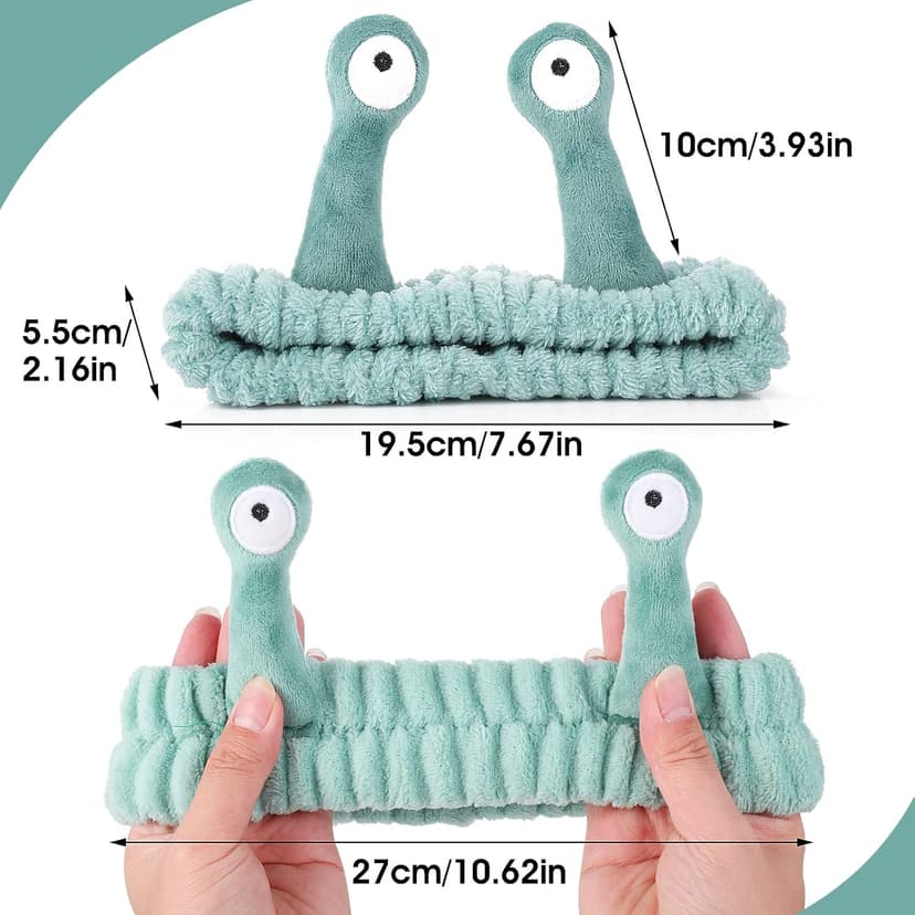 Molain Face Wash Headband, Palm and Snail Spa Hair Bands Makeup Headbands Women Cartoon Cute Coral Fleece Elastic Headband Creative Hair Accessories for Washing Face Shower Beauty Skincare