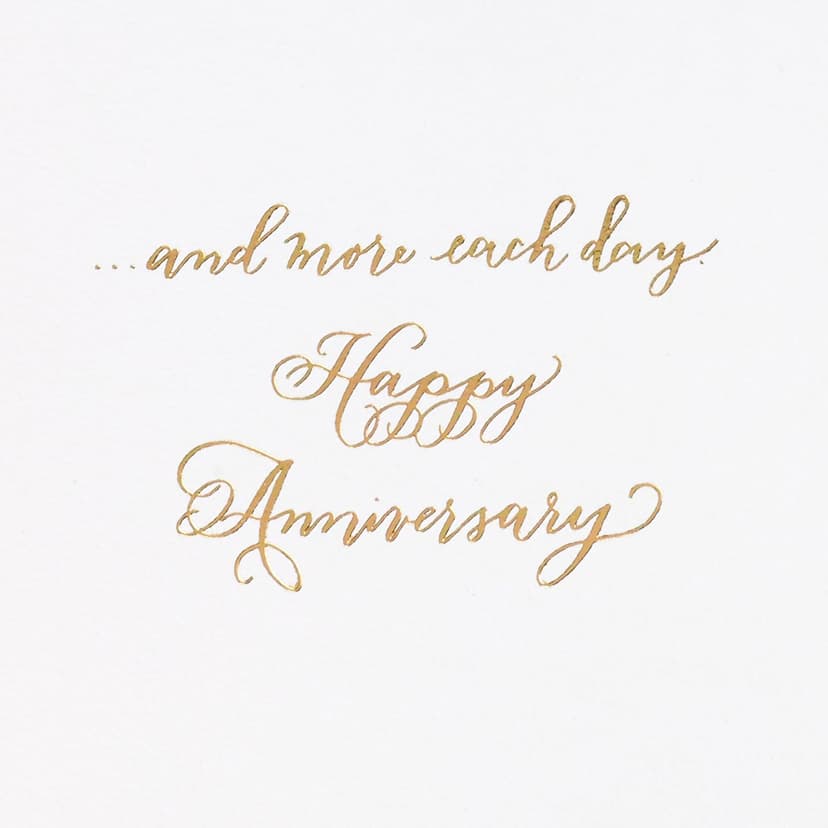 Hallmark Signature Anniversary Card (Gold and Woodgrain, Love You More) for Husband, Wife, Partner, Spouse