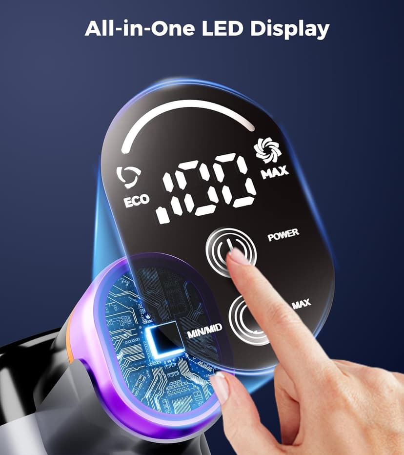 Cordless Vacuum Cleaner, 550W/45Kpa/60Mins Stick Vacuum, Anti-Tangle Vacuum Cleaners for Home with Self-Standing, LDE Display, 8-in-1 Wireless Vacuum for Carpet Pet Hair Hardfloor