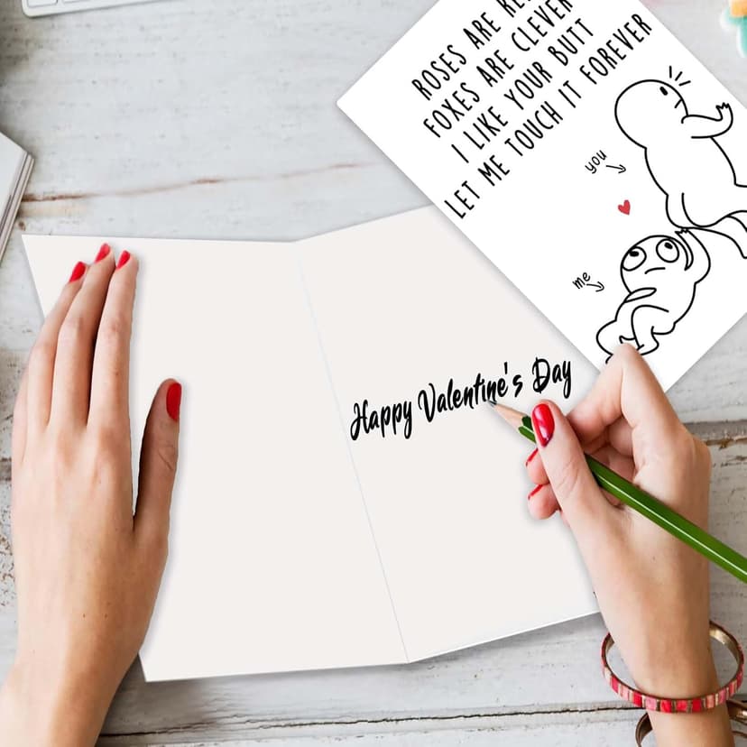 Huameigf Romantic Valentines Day Card for Wife Husband, Naughty Valentine's Day Gifts Ideas for BF GF, Cute Anniversary Birthday Card for Women Men, Rude Touch Your Butt Card