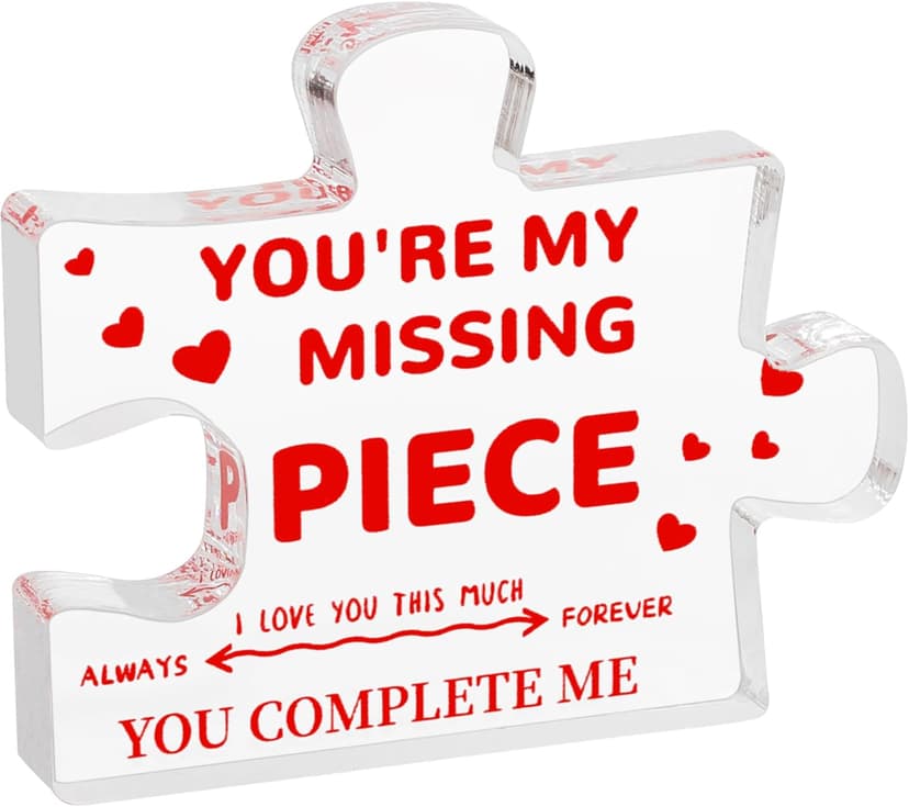Gifts for Her Him - Wedding Gifts for Couples, Gifts for Wife Husband, I Love You Gifts for Women Men, Romantic Valentine's Day Gifts, You are My Missing Piece Acrylic Puzzle Plaque