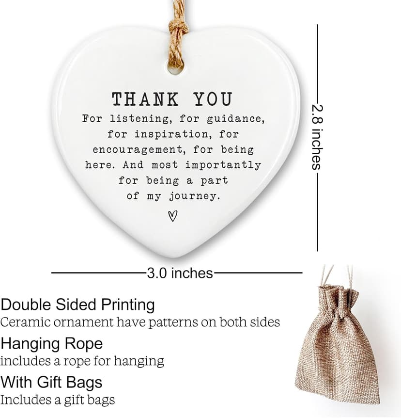 Thank You Gifts for Women & Men - Appreciation Gifts for Coworker - Ceramic Ornament