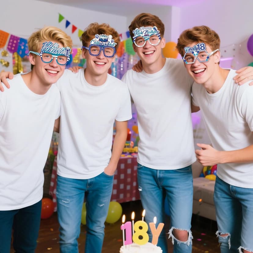 Konsait 18th Birthday Glasses - 18 Pack Blue Silver Paper Glasses 18th Birthday Gifts for Boy, Party Decorations, Accessories & Photo Props