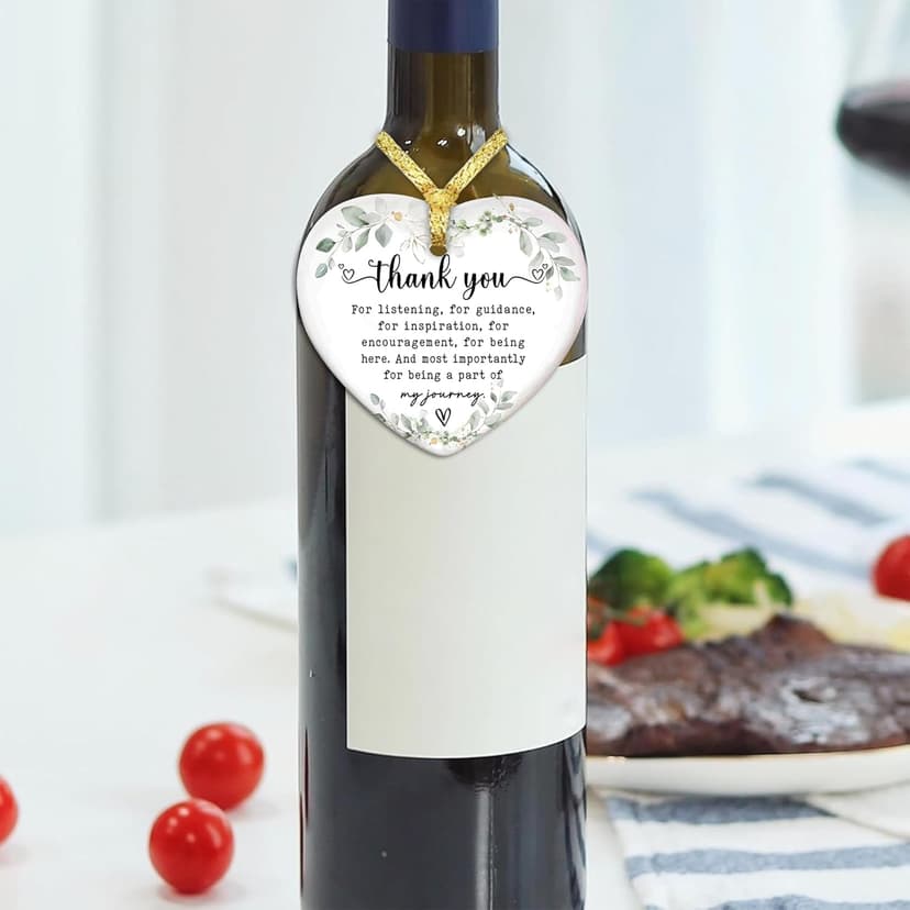 Gossby Heart-Shaped Thank You Ceramic Ornament - Appreciation Gift for Women - Thank You Gift for Coworker, Friend, Teacher, Boss, Employee - Car Hanging Decoration Ornament - Wine Bottle Decor