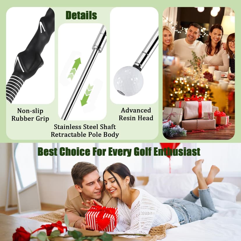 Retractable Golf Swing Training Aid, Golf Grip Trainer for Warm Up, Click Feedback Golf Swing Trainer for Improving Hitting Strength & Tempo, Ideal for Beginners, Indoor & Outdoor Practice