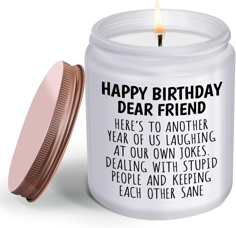 Happy Birthday Gifts for Women - Funny Gift for Best Friend Coworker Classmate Bestie Present Lavender Candle
