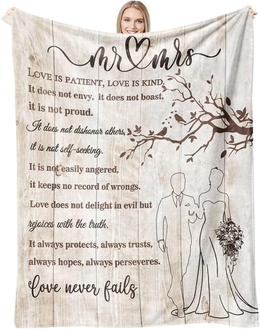 Wedding Gifts for Couples 2025 Soft Blanket, Bridal Shower Gifts for Bride to Be, Anniversary Mr and Mrs Gifts, Wedding Gifts for Newlyweds Just Married Gifts Wedding Throw Blanket 60 * 50