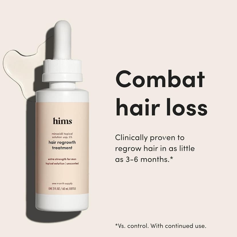 hims Extra Strength Hair Regrowth Treatment for Men with 5% Topical Minoxidil Solution for Hair Loss and Thinning Hair, Unscented, 2 Pack