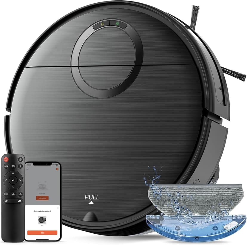 Robot Vacuum and Mop Combo, 2 in 1 Mopping Robotic Vacuum Cleaner with Schedule, Wi-Fi/App/Remote, Strong Suction, Self-Charging, Slim, Ideal for Hard Floor, Pet Hair, Low-Pile Carpet