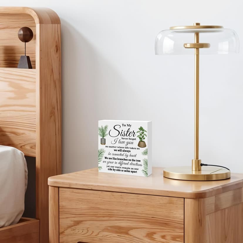 Sisters Gifts from Sister Birthday Gifts for Sister Engraved Wooden Block Sign Desk Table Decor Sign for Sister Christmas Thanksgiving Valentines Day Mothers Day Gift for Sister