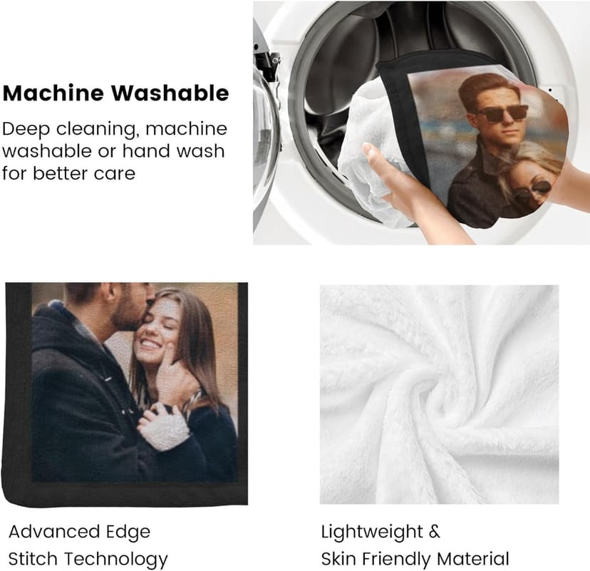 Custom Blanket with Picture Text Customized Thow Blankets Personalized Blanket Customizable Blanket Photo Blankets Customize Gifts for Mom Dad Couple Girlfriend Boyfriend Wife Husband