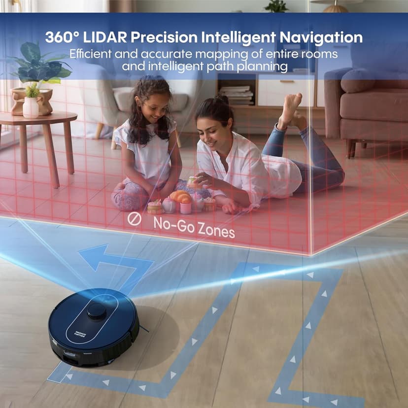 Robot Vacuum and Mop with Self-Empty Base: 5000Pa Suction, LiDAR Navigation, Smart Obstacle Avoidance, Home Mapping, No-Go Zone, 60-Day Hands-Free, Idear for Homes with Pets, Carpet & Hard Floors