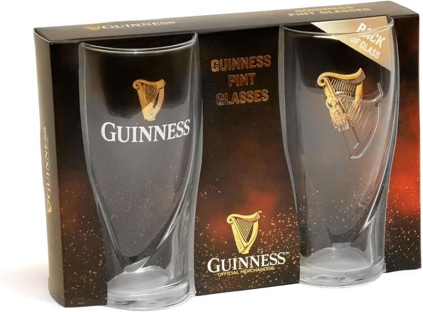 Guinness 20oz Beer Glasses Twin Pack | Certified Official Merchandise | Ideal gift for Beer Lovers