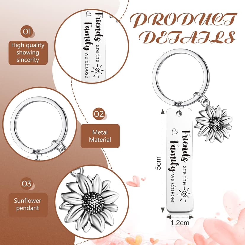 Cunno 6 Pcs Friendship Keychains for Women Best Friend Stainless Steel Keychains Christmas Friendship Appreciation Gifts