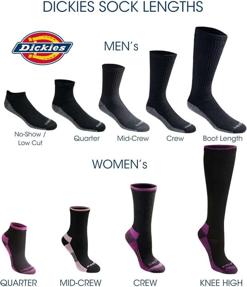 Dickies Men's Dri-Tech Original Moisture Control Crew Socks, Available in M-XXL (6, 12, 18 Pairs)