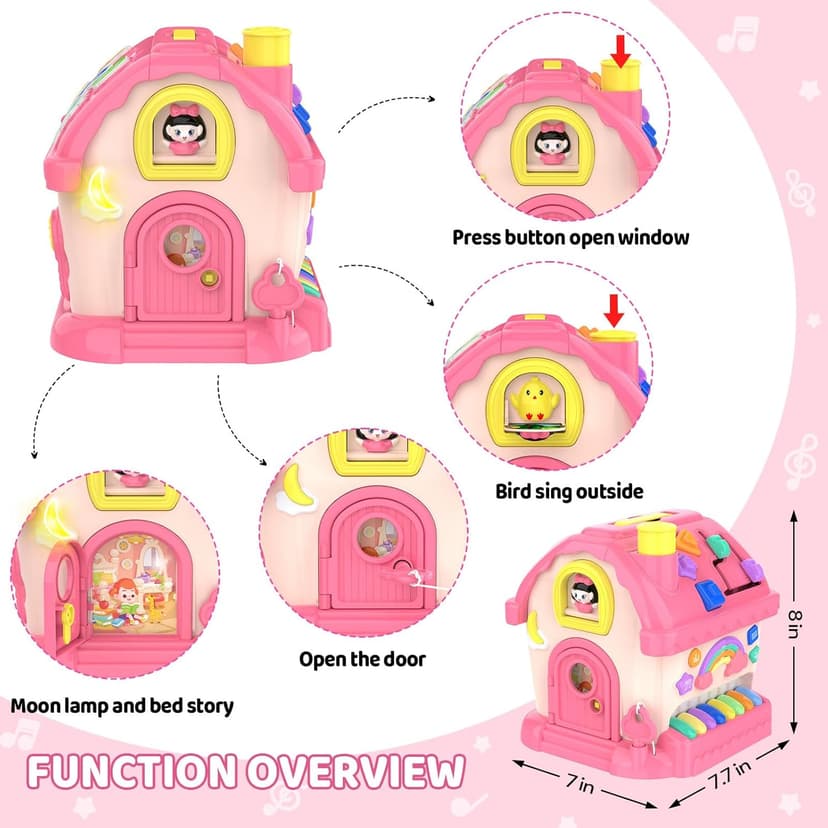 Montessori Toys for 1 Year Old Girl Gifts, 12-in-1 Musical House Toddler Learning Toys for 1-2, 1st First Birthday Gifts for Girls and Boys Baby 6-12 12-18 6-24 Months