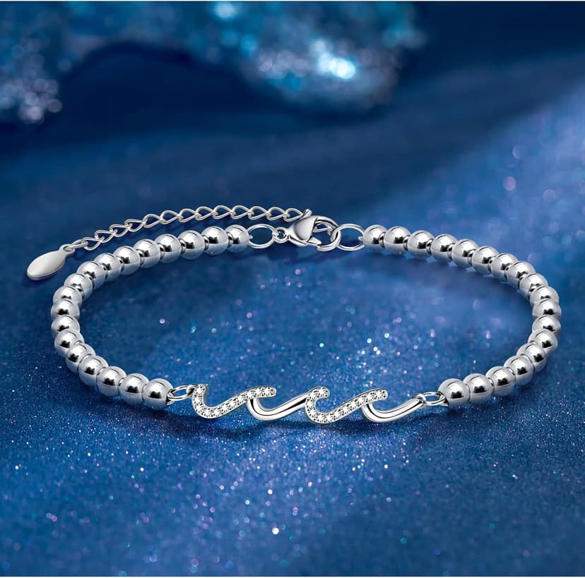 QWNHONEY Waves of Life Bracelet Inspirational Birthday Gifts for Bestie Sister 16th 18th 21st 30th 40th 50th 60th Birthday Gifts for Women